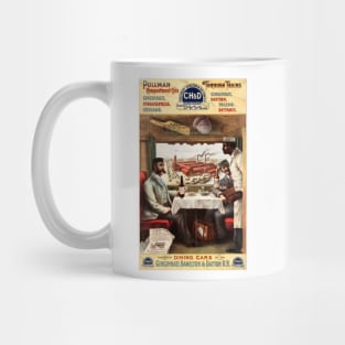 PULLMAN TRAINS Dining Cars Through Cincinnati Indianapolis and Dayton American Rail Advertisement Mug